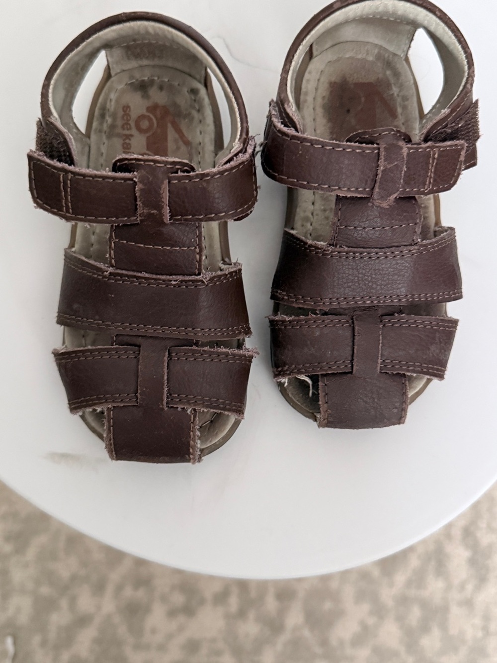 See Kai Run Brown Leather Fisherman Sandals for Kids